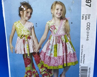 McCALL’S M6497 childrens girls top, dress and pant set 2012 sewing pattern