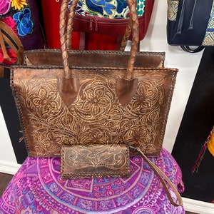 Hecho a mano nuevo, todo bolso de cuero con cartera a juego