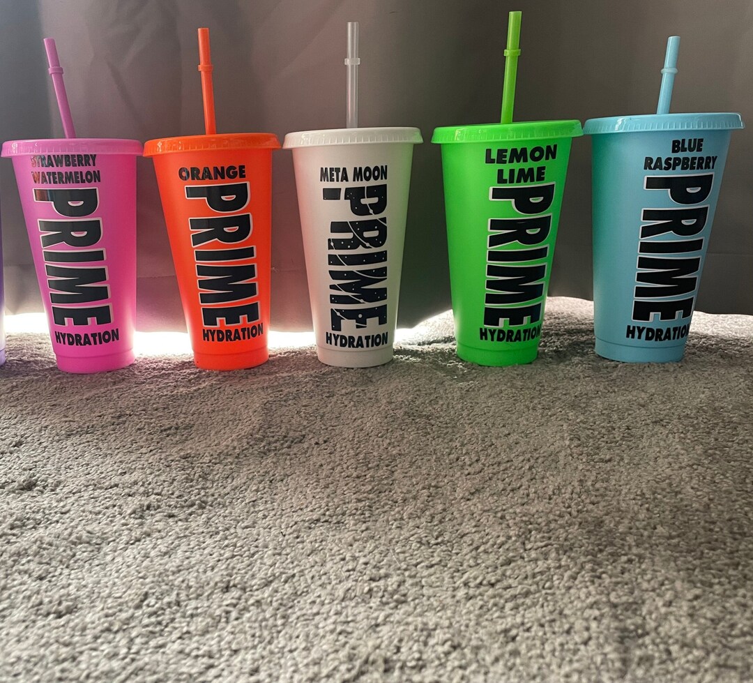 Personalised Prime Inspired Cold Cup With Straw, Straw Topper Available