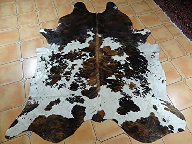 Tricolor Cowhide Rug Small Cow Skin Cow Hide Brown Black and Etsy