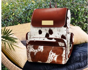 cowhide diaper bag backpack