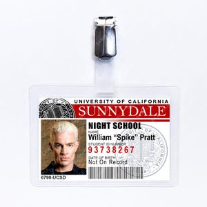 Buffy The Vampire Slayer Spike Sunnydale Student ID Card Badge Prop Cosplay