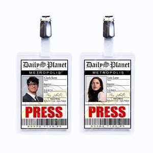 Daily Planet 2 pack Lois Lane Clark Kent Press Staff ID Badge 2025 Cosplay Prop Halloween