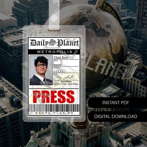 Digital Download Daily Planet Clark Kent Press Staff ID Badge 2025 Cosplay Prop Halloween