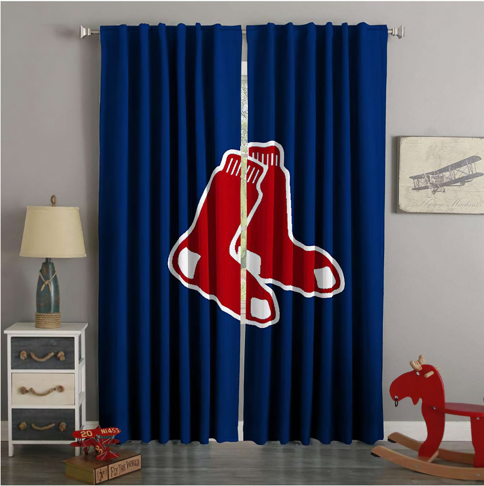 Boston Red Sox MLB Schlafzimmer Vorhänge 3D gedruckt Boston | Etsy