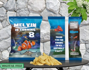 Finding Nemo Chip Bags, Finding Nemo Favors, Finding Nemo Party Birthday, Finding Nemo Treat Bag, Digital File Only