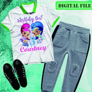 Shimmer and Shine Iron On Transfer, Shimmer and Shine Birthday Shirt Design, Shimmer and Shine Personalize DIY Shirt, Digital File Only