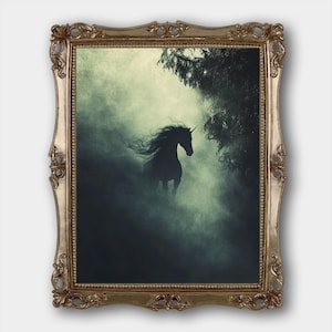 Unicorn Digital Download Print Original Moody Fantasy Painting Dark Academia Fine Art Painting Print Dark Fairycore Oil Painting Printable