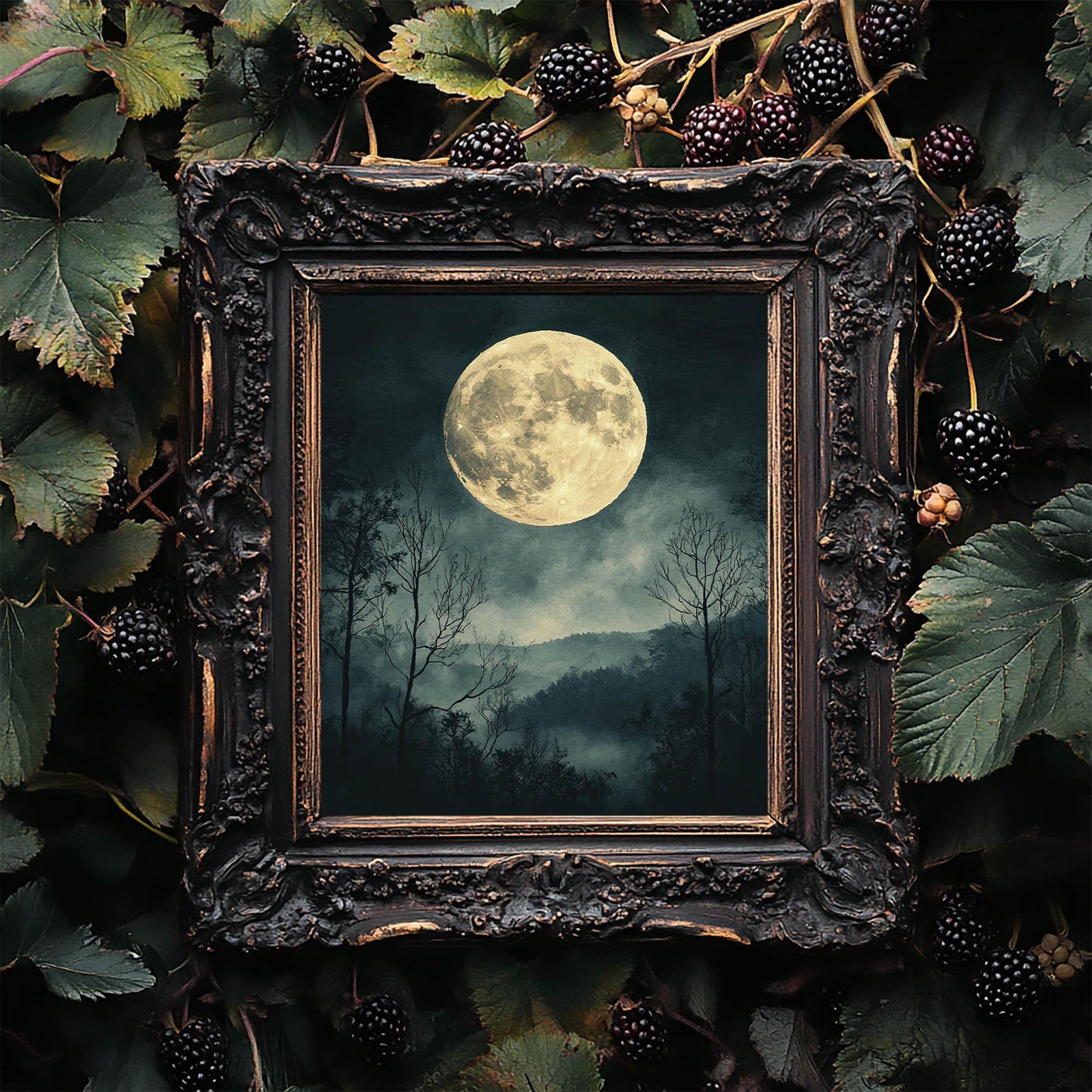 Full Moon Digital Download Print Original Moody Vintage Goth Fine Art ...