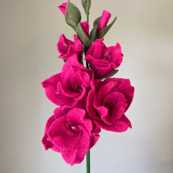 Felt Gladiolus Stem, Felt Flowers, Gladiolus Bouquet, Custom Color, Build Your Own Bouquet