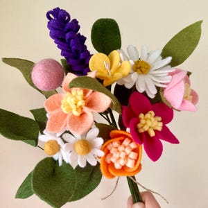 Felt Wildflower Bouquet: Handmade Wool Blend Artificial Flowers