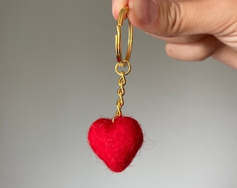 Felt Heart Keychain, Multiple Color Options