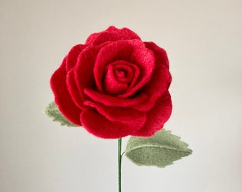 Felt Rose Stem, Felt Flowers, Felt Rose Bouquet, Custom Color