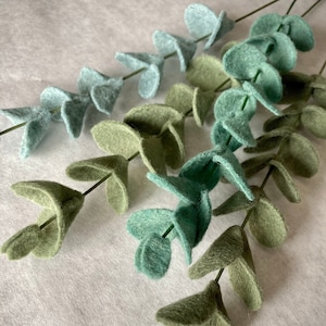 Felt Eucalyptus Single Stem, Artificial Eucalyptus, 10" Stem, Felt Leaves, Bouquet Filler, Felt Greenery, Eucalyptus Bouquet