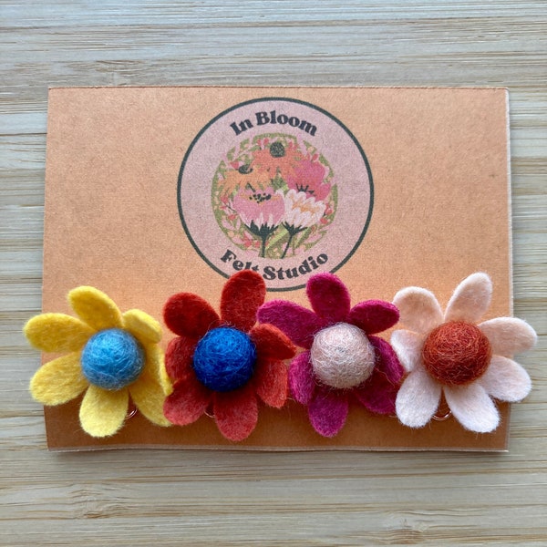 Felt Flower Paperclips Set of 4 | Office Decor | Teacher Gift | Stocking Stuffer