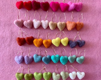 Valentine's Felt Heart Earrings, Multiple Color Choices