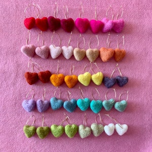 Valentine&#39;s Felt Heart Earrings, Multiple Color Choices