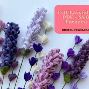 Felt Lavender SVG and PDF Pattern and Tutorial, 2 Styles, Digital Download image 1
