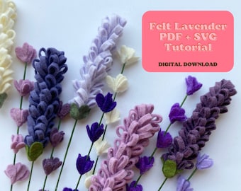 Felt Lavender SVG and PDF Pattern and Tutorial, 2 Styles, Digital Download