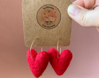 Valentine's Sweetheart Felt Earrings, Multiple Color Choices