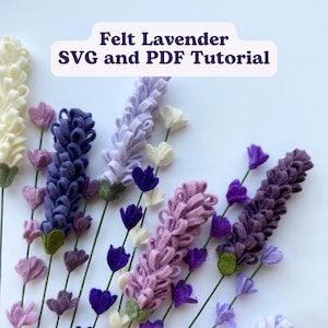 Patrón y tutorial de fieltro lavanda (SVG y PDF), 2 estilos, descarga digital