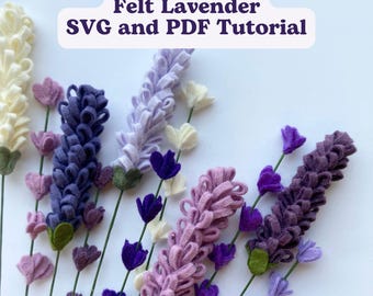 Patrón y tutorial de fieltro lavanda (SVG y PDF), 2 estilos, descarga digital