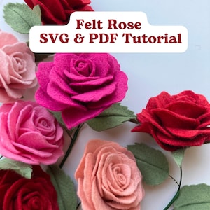 Motif rose en feutre, tutoriel Saint-Valentin, modèle SVG et PDF