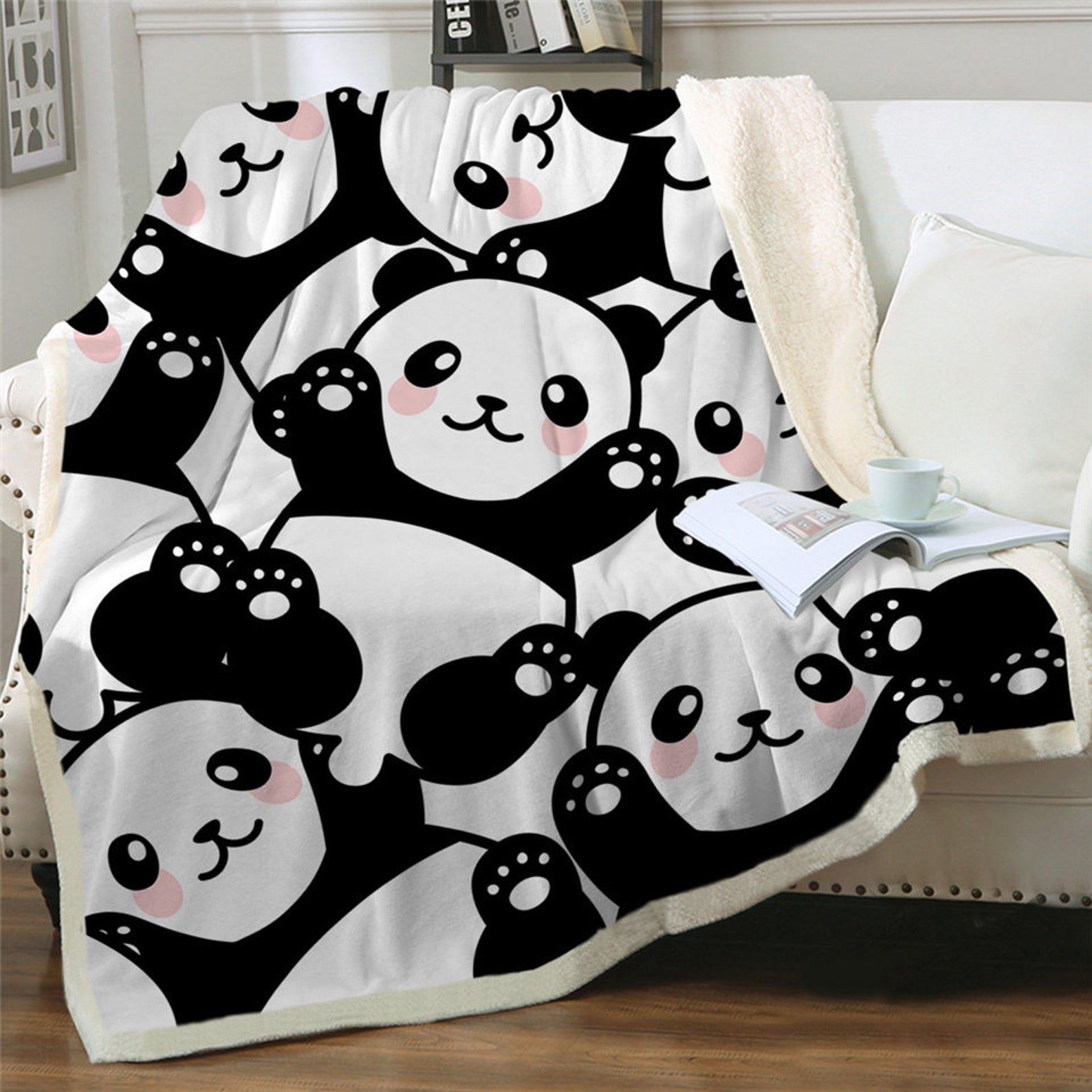 Cute Panda Bear Sherpa Blanket Cute Panda Bear Blanket Etsy