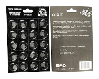 CR1216 Batteries (20-Pack) for LED Gloves, Poi, and more