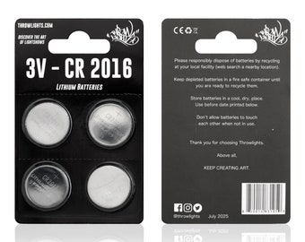CR2016 Batteries (4-Pack) for LED Gloves, Poi, and more