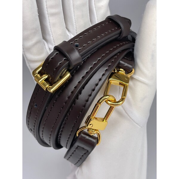 dark brown Leather Cross body Strap to match damier ebene speedy B alma and more every day bags