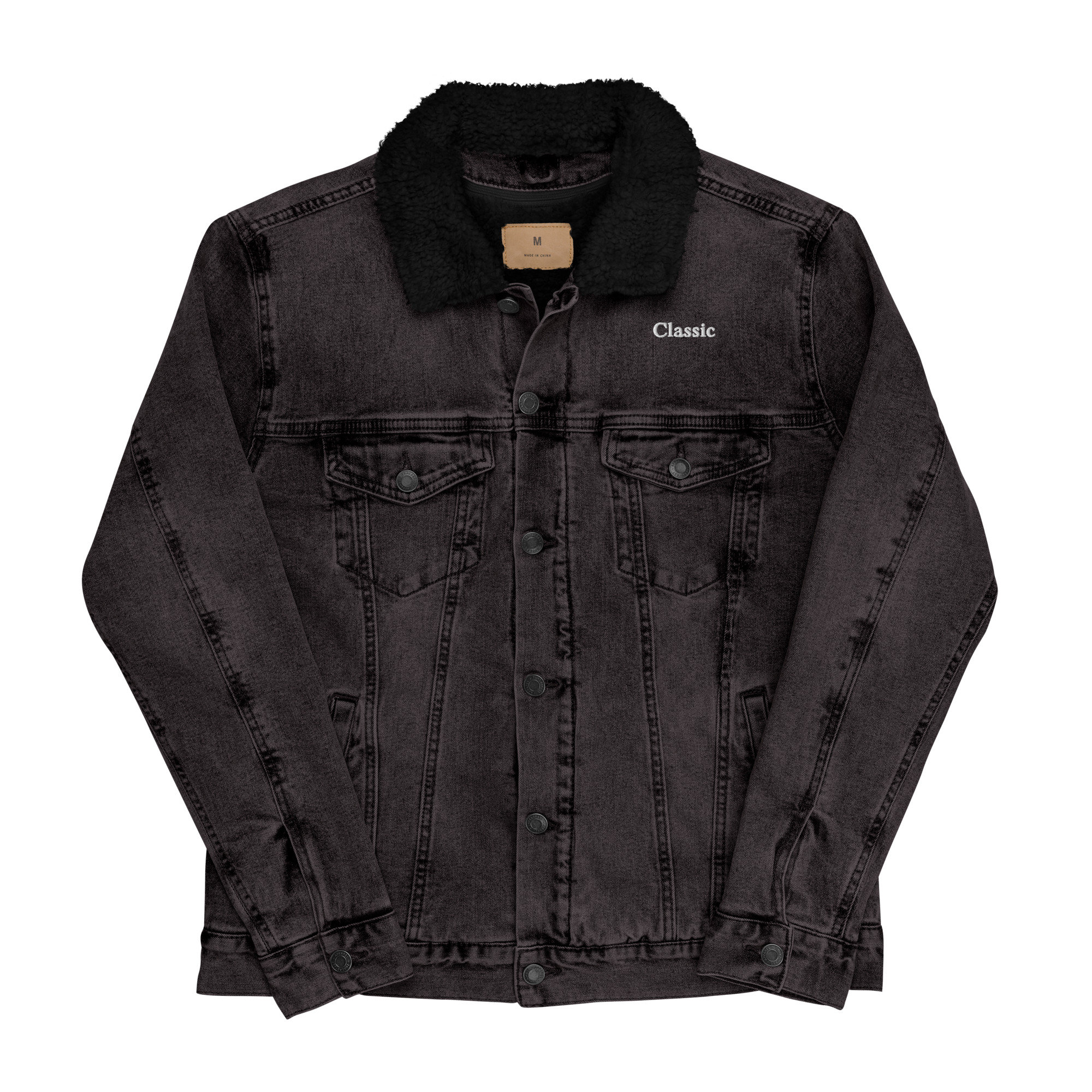 Mens Classic Black Denim Sherpa Jacket Etsy Canada