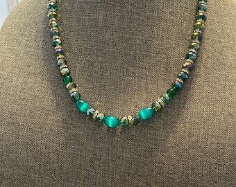 Green cats eye with Toggle clasp Necklace