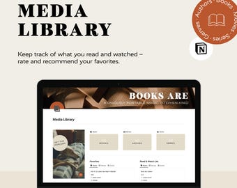 Mall för estetiskt minimalistiskt mediebibliotek | Böcker | Filmer | TV-program | Trackers