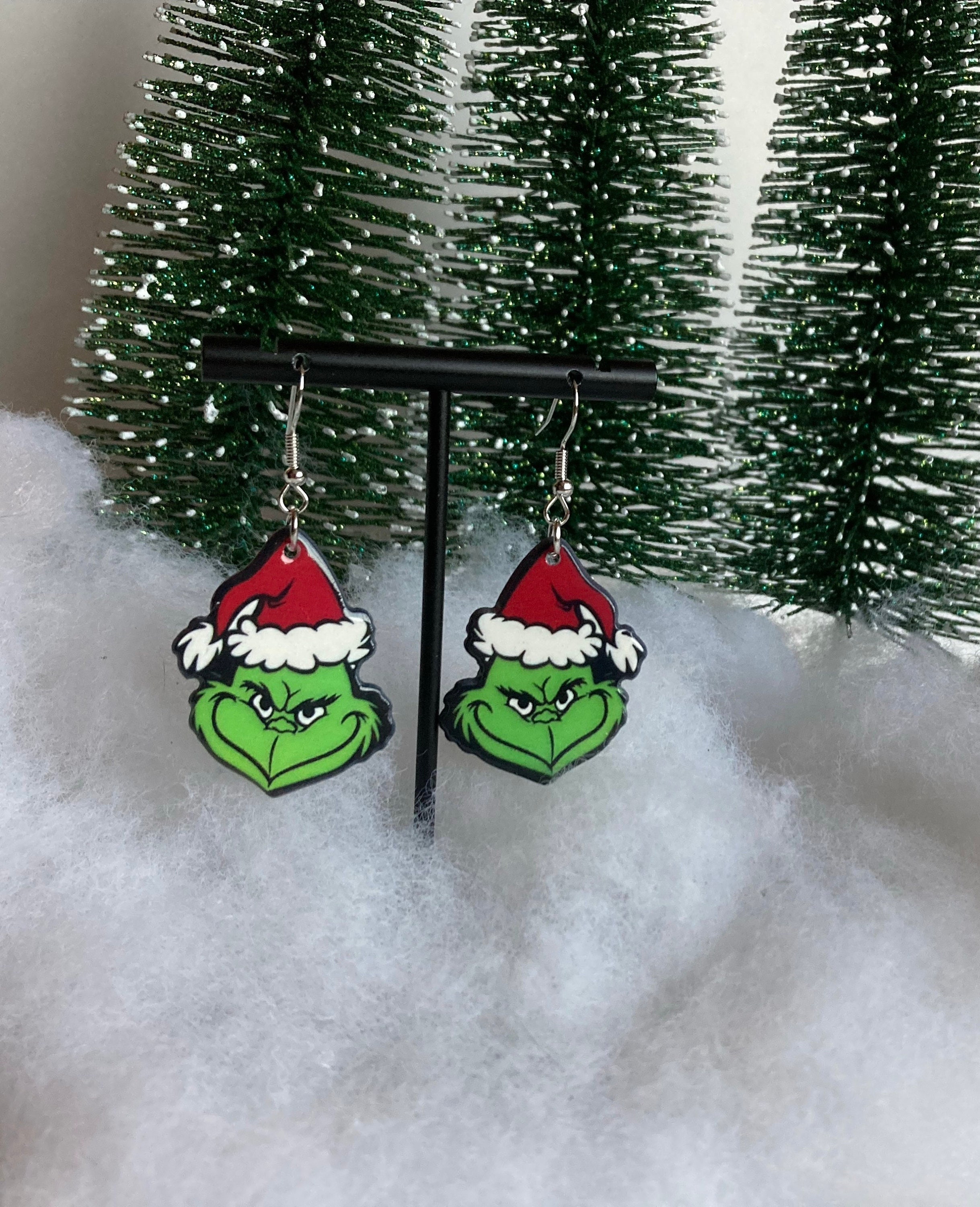 Mini Grinch Swarovski Crystal Earring Christmas Earring Beaded Earrings