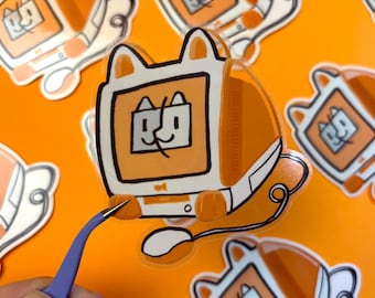 Transparent Retro Mac Kitty Sticker