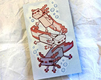 Blocky Axolotls RISO Print