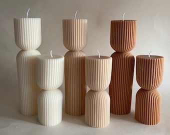 Vela Pilar Acanalada I Vela Columna I Vela Pilar Acanalada I Vela Escultural I Vela Escultural I Decoración I Juego de Velas I Interior