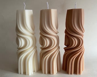 Abstract Pillar Candle I Abstract Pillar Candle I Pillar Candle I Rillen Candle I Sculptural Candle I Ribbed Candle I Wave Candle I Home Design