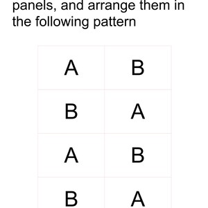 May include: A diagram showing how to arrange two different types of blanket panels, labeled A and B, in a repeating pattern.