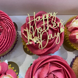 Happy Mother’s Day cupcake toppers, Mother’s Day toppers, cupcake toppers, cupcake charms, gold mirror, glitter top, mother's day cupcakes