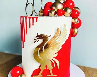 Liverbird cake charm and age, gold mirror age and liverbird topper, Liverpool cake topper, Liverpool toppers, cake toppers, football