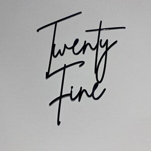 May include: Black script font on a white background that reads "Twenty Nine".