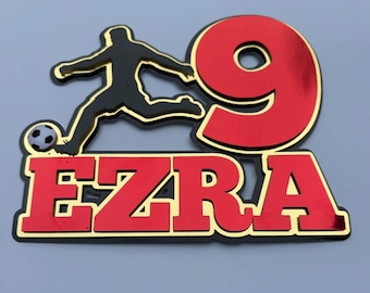 Football cake topper, Personalised Name and Age