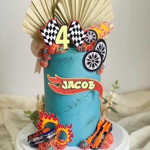 Cars topper set, personalised name and age car theme cake topper set,  cake topper sets with name and age personalised