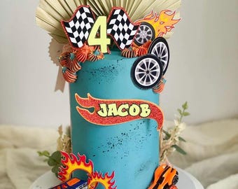 Cars topper set, personalised name and age car theme cake topper set,  cake topper sets with name and age personalised