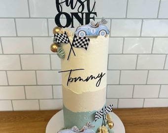 Fast One Cake Topper, Race Car Birthday Cake Topper, F1 Party Decor, Speed Racing Theme, First Birthday Cake Decoration, Personalised Topper
