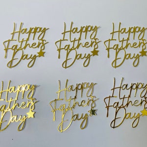 Father's Day Cupcake Toppers, Set of 6, Gold Mirror