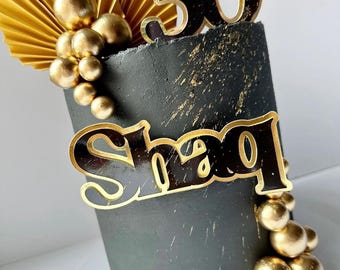 Personalized Mirror Card Cake Topper: Name & Age Charm