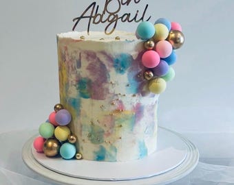 Personalised Name & Age Cake Topper, Mirror or Glitter